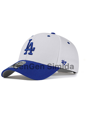 47brand MVP 白色拼克莱因蓝硬顶LA美版棒球帽休闲运动复古弯檐帽