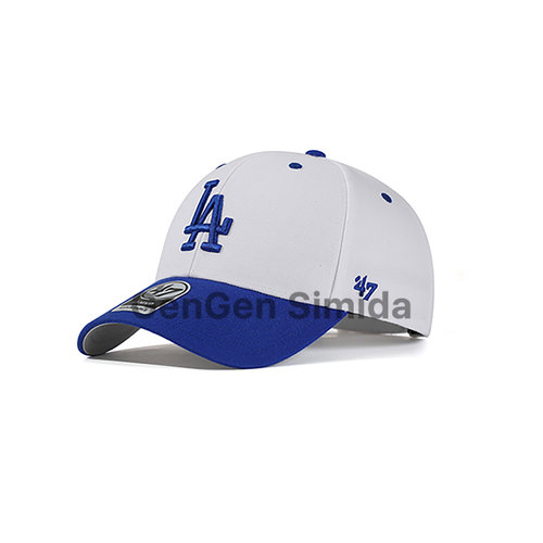 47brand MVP 白色拼克莱因蓝硬顶LA美版棒球帽休闲运动复古弯檐帽