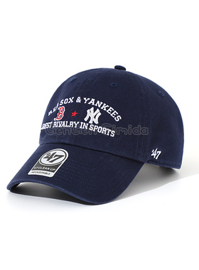 47brand帽软顶全棉水洗藏青色NY波士顿棒球帽户外情侣圆顶鸭舌帽