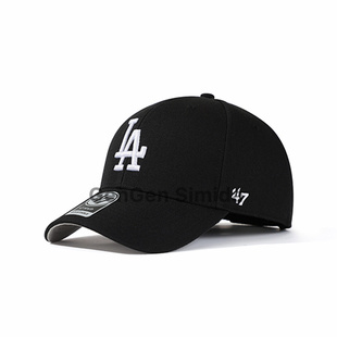 47brand MVP 大标黑色LA硬顶棒球帽休闲男士复古显脸遮阳美式鸭舌