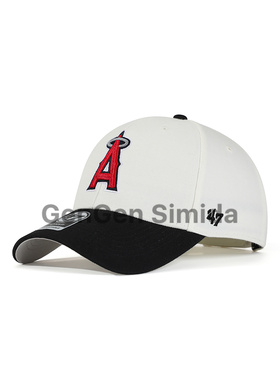 47brand MVP 硬顶米色拼黑色洛杉矶天使队棒球帽美式显脸小鸭舌帽