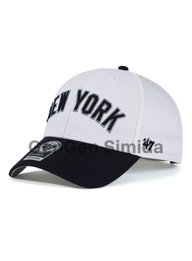 47brand MVP 硬顶白色黑标刺绣纽约洋基队棒球帽情侣美式运动鸭舌