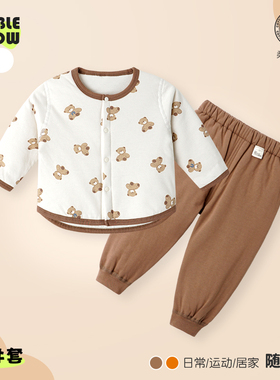 36055秋冬季婴幼儿40g薄棉套装男女宝宝夹棉分体套装