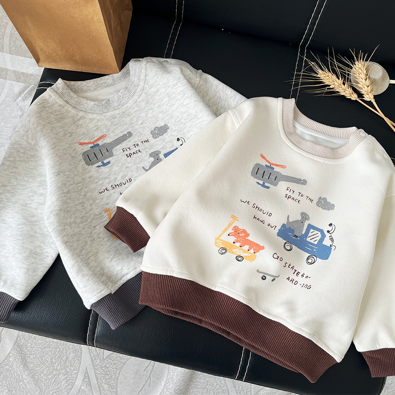 26105儿童秋款长袖男童女童卡通车宝宝T恤中小童韩版卫衣