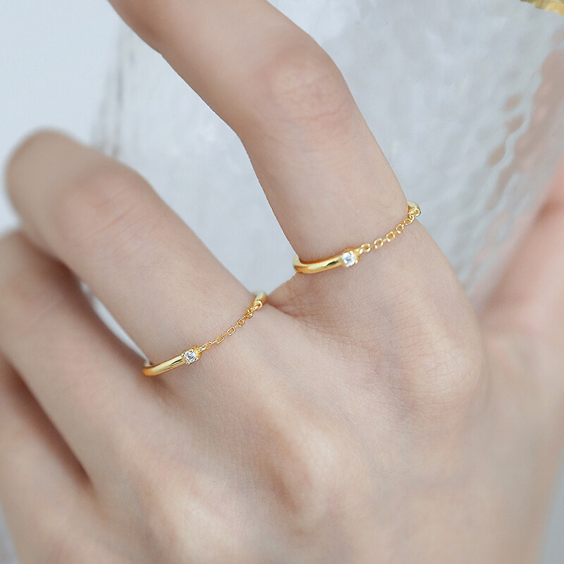 韩版s925银镀金半链条女ins拼接