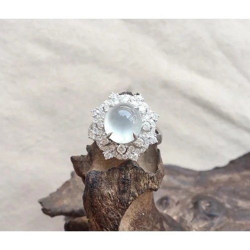 雪花欧美新款蛋面可调节玉髓戒指