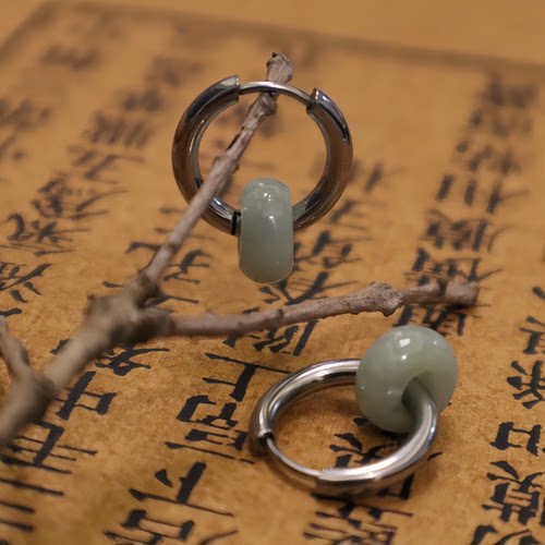 缅甸A货翡翠新中式和田玉耳环