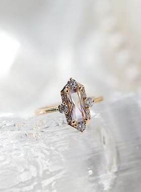 紫黄晶托帕石戒指女星芒十字架小众设计精致气质简约轻奢百搭