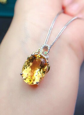 黄水晶吊坠轻奢小众高级感项链时尚百搭精致小众百搭礼物送女友