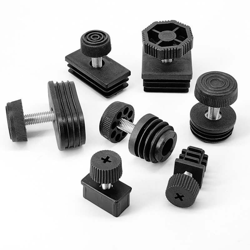 管内方圆柜脚底桌腿堵不锈钢脚垫螺丝地脚高底座38毫米防震16mm黑