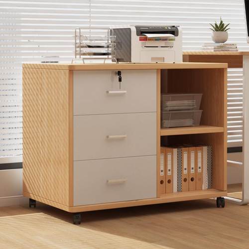 办公室文件柜带锁储物柜子资料收纳柜桌下矮柜打印机置物柜侧边柜