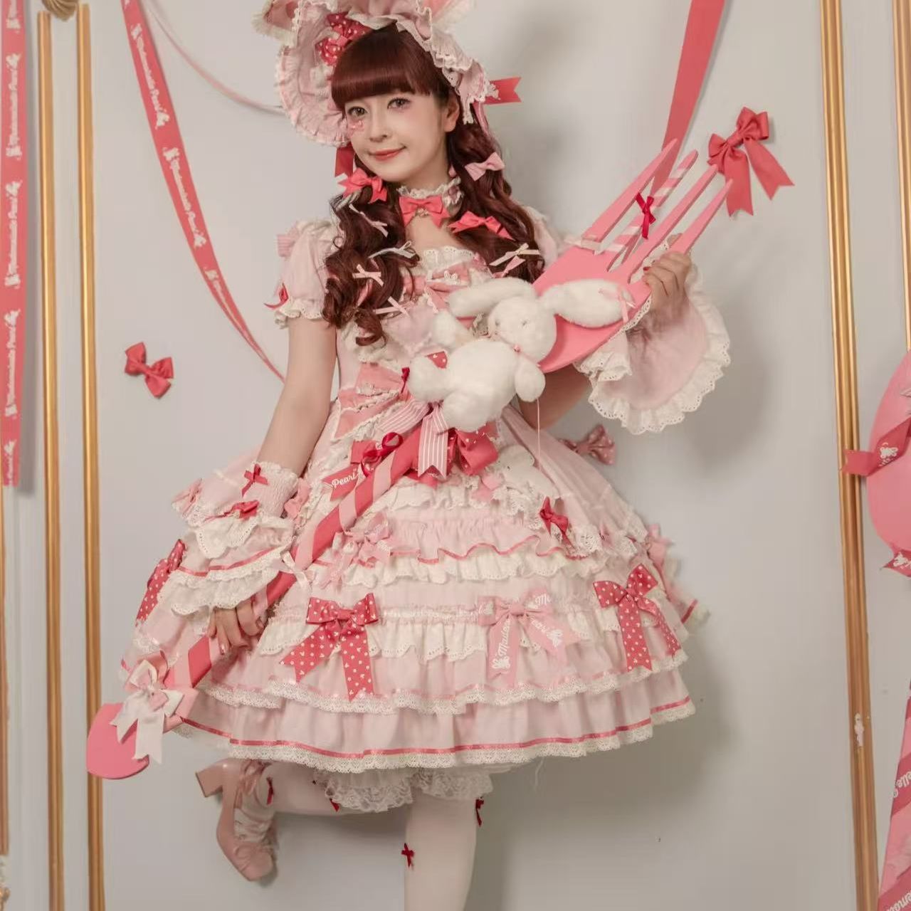 实体店现货蝴蝶结小兔联名款Lolita裙原创花与珍珠匣青木美沙子 - 实物图