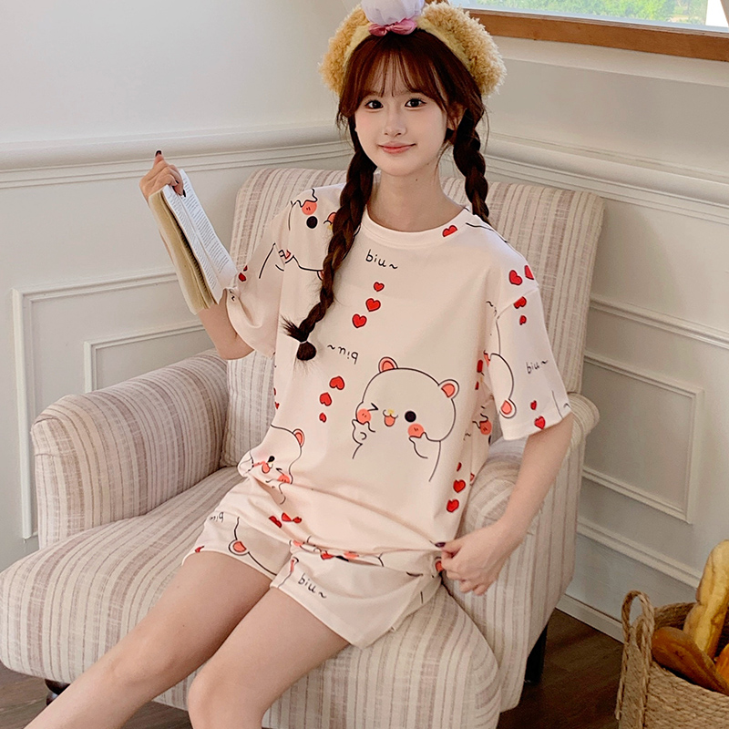 2025年新款网红爆款睡衣女夏季可爱学生两件套装短袖家居服春夏天