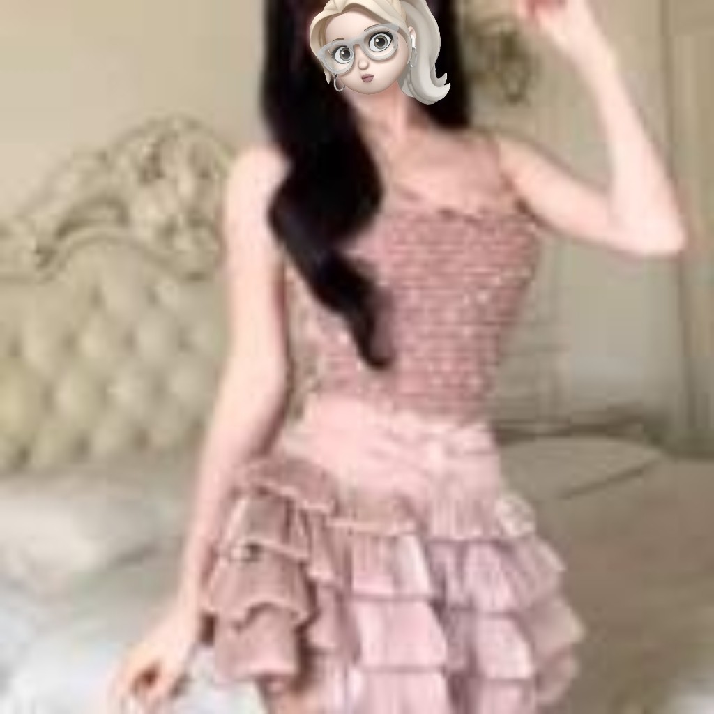 XZ欣争粉色生日裙子名媛千金亮片吊带上衣女夏甜辣蛋糕蓬蓬裙套装