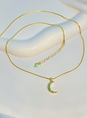S925纯银小月亮项链女小众设计感