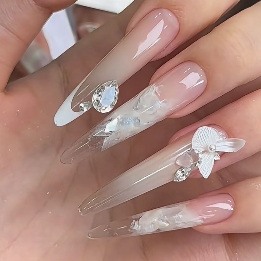 仙气醋酸立体玉兰花裸色显白百搭纯手工制作穿戴甲