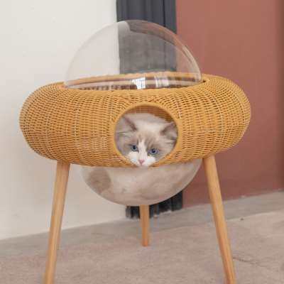 猫窝四季通用猫床沙发夏季网红飞碟藤编猫咪屋帐篷可拆洗宠物用品