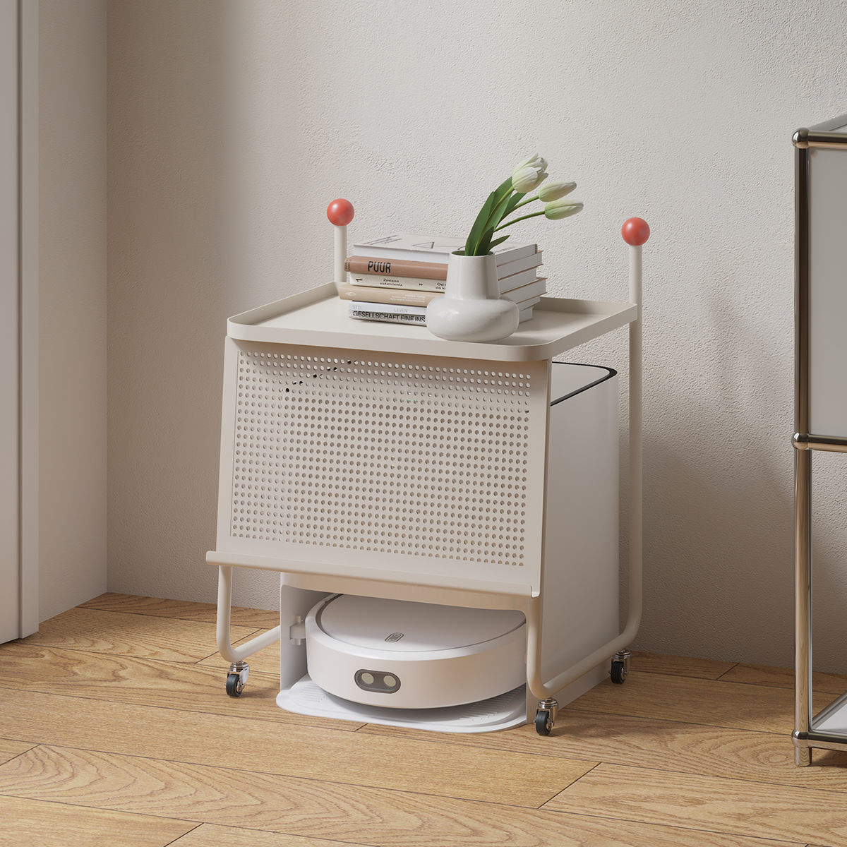 北欧风创意推车金属扫地机置物架