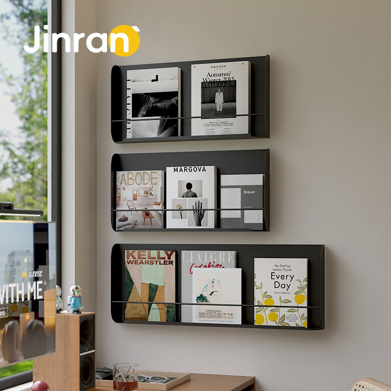北欧风创意墙壁杂志架墙上置物架收纳绘本架黑胶唱片展示架书架子