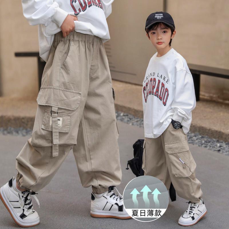 痞帅风男童工装裤薄款2025新款男孩冰丝裤儿童裤子夏装休闲速干裤
