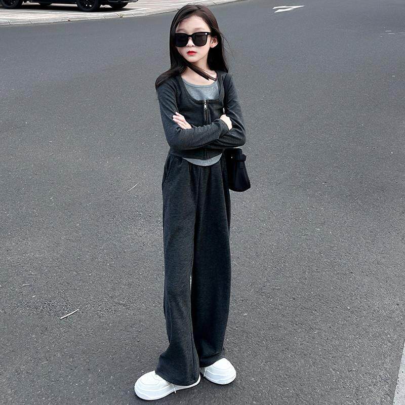 女童春季新款洋气时髦两件套2025女孩春秋童装休闲针织套装中大童