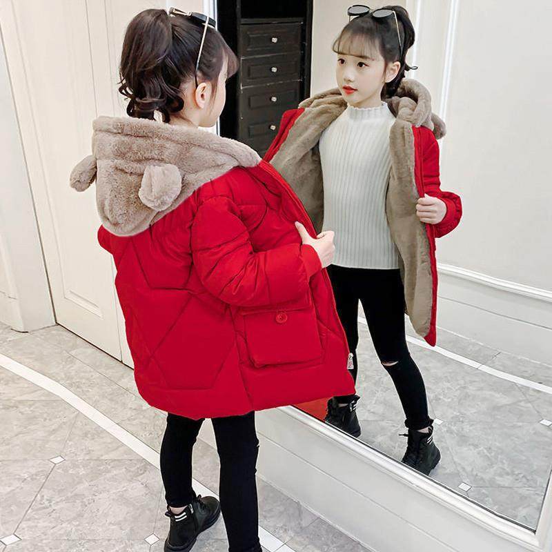 女童棉服2024新款儿童冬装中大童中长款加绒加厚外套冬季保暖棉衣