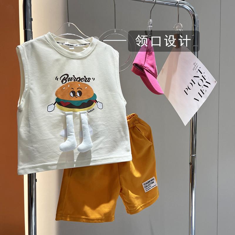 男童卡通背心套装夏季2025新款儿童装洋气韩版宽松薄款无袖两件套