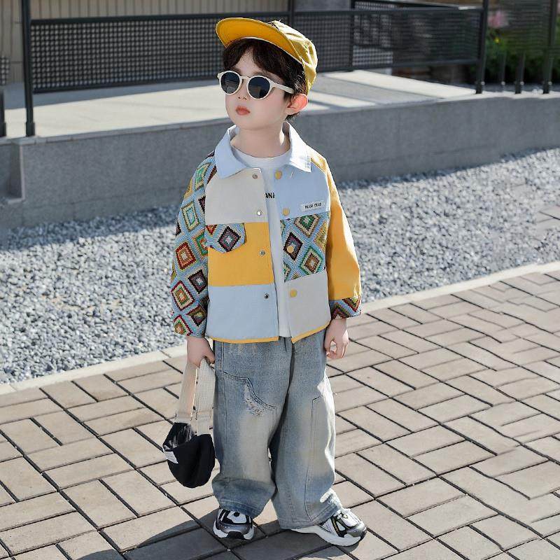 男童外套春秋款2025新款痞帅男孩夹克衫韩版宝宝衬衫儿童春装上衣