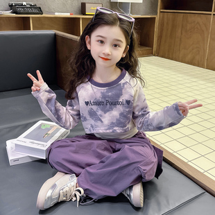 女童套装春夏2024新款洋气儿童时髦休闲夏装网红工装裤运动套装