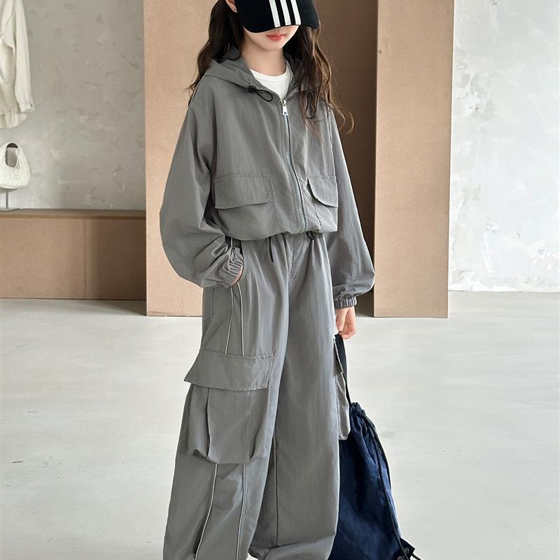 女童秋装工装裤套装2025新款大儿童潮酷炸街jazz爵士街舞嘻哈春秋