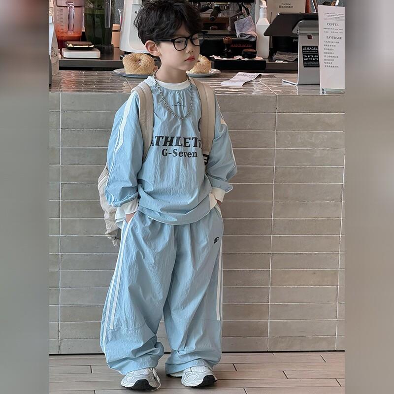 男童春夏运动套装2025新款儿童时髦帅气春季炸街宽松潮酷街舞春装