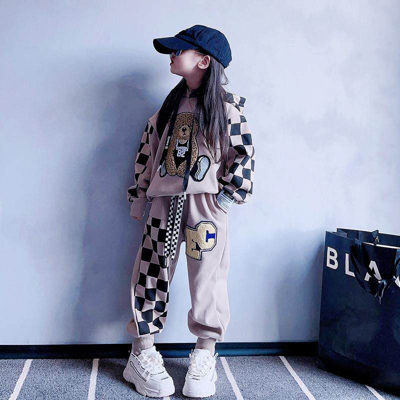 女童套装春装2025新款洋气儿童休闲秋冬季中大童加绒加厚卫衣运动