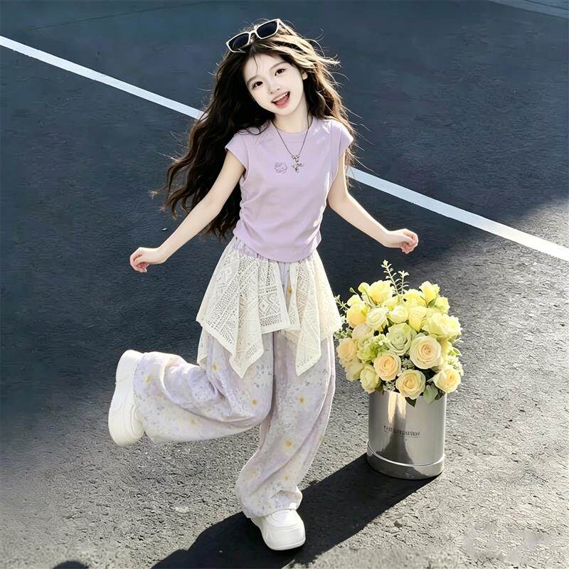 女童夏季套装2026新款今年流行爆款女大童多巴胺穿搭儿童韩系夏装图片