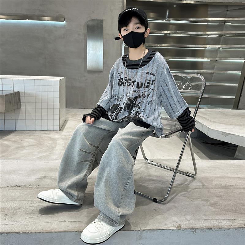 男童春装韩版套装2026新款大童装两件套春秋款痞帅风男孩春季潮