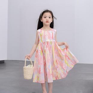 女童連衣裙2025夏裝 兒童海邊裙子童裝 純棉碎花裙大童薄夏裝 裙 新款