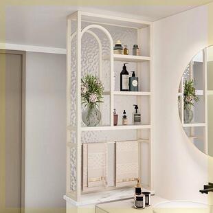 卫生间半墙隔断矮屏风柜客厅鞋柜上长虹玻璃不锈钢铁艺轻奢现代