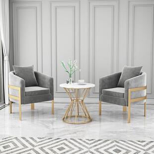 北欧轻奢休闲酒店接待售楼处洽谈桌椅美容院商务会客沙发茶几组合