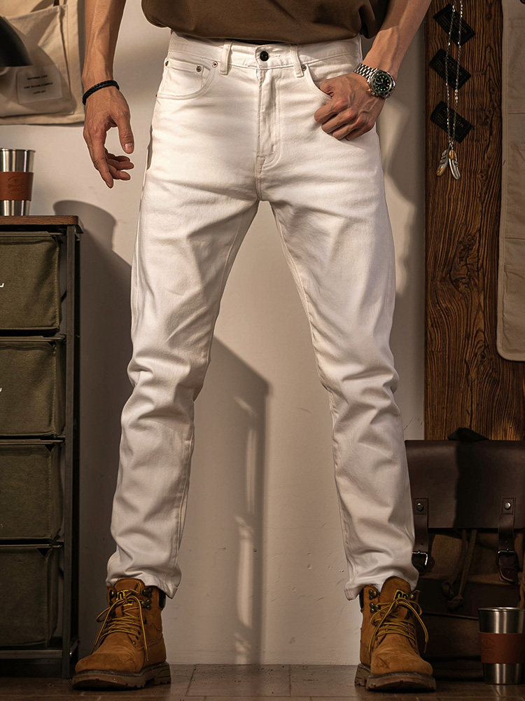 美式覆古白色牛仔裤男春秋款纯棉直筒休闲裤长裤高端阿美咔叽裤子,男装,牛仔裤,淘宝优惠券,粉丝福利购,淘宝优惠卷