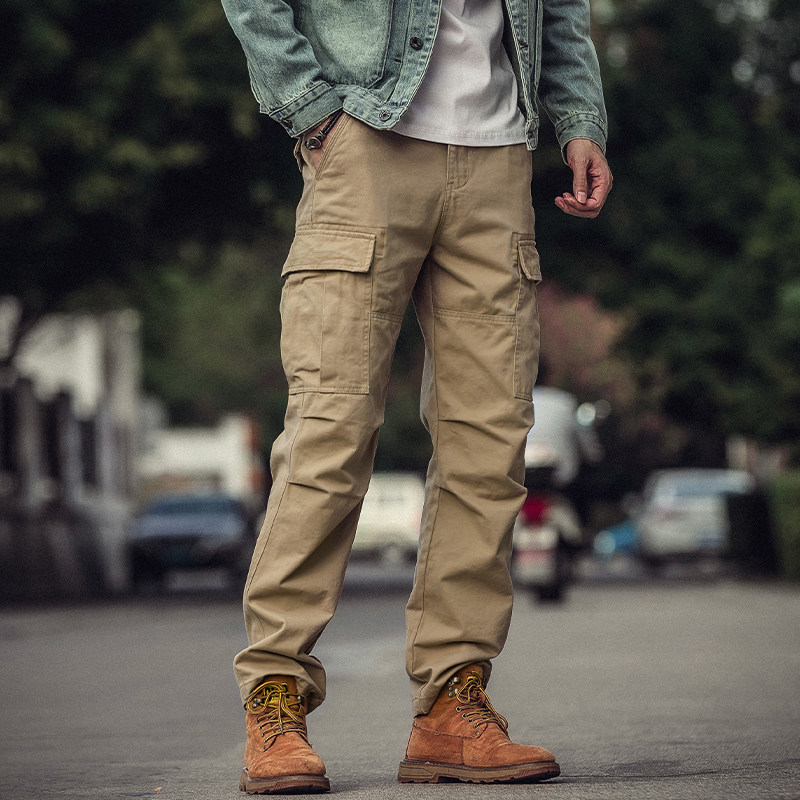 美式卡其色工装裤男春秋款纯棉直筒男士休闲裤2025春季新款裤子,男装,休闲裤,淘宝优惠券,粉丝福利购,淘宝优惠卷