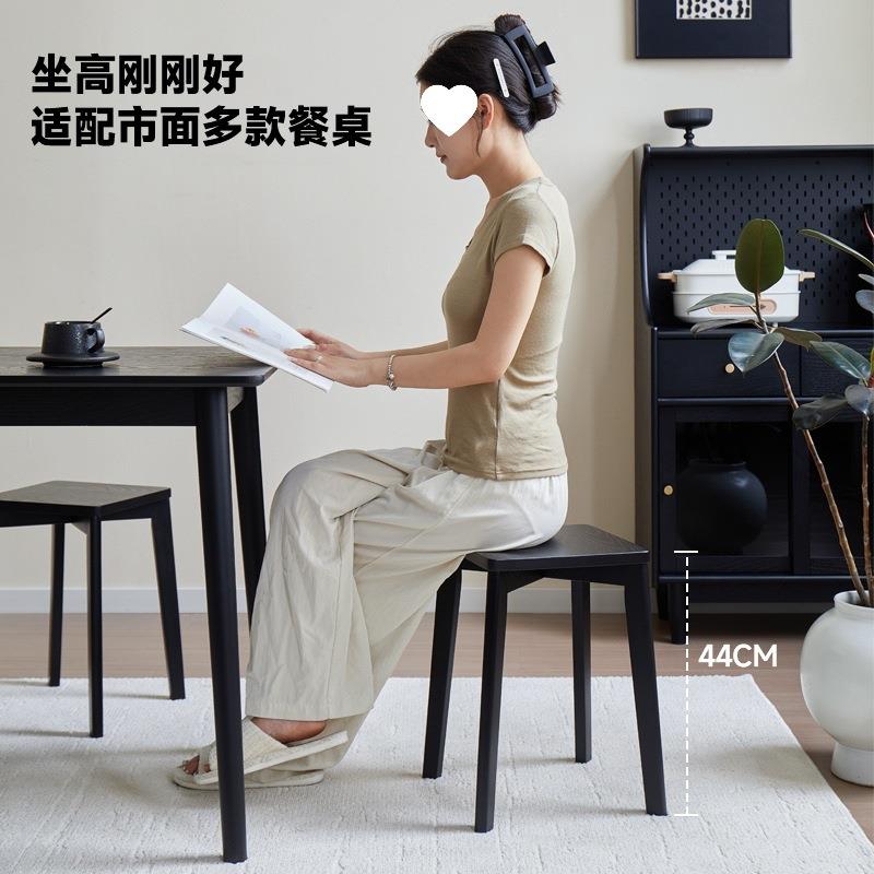 实木家用凳子结实板凳客厅餐凳简约黑色方凳可叠放式高凳餐桌椅子