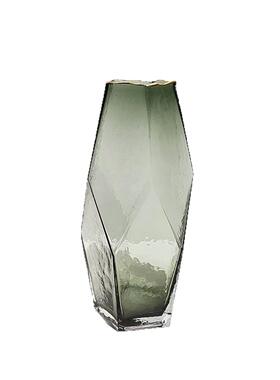 现代简约金边透明不规则玻璃花瓶摆件家居样板房餐厅桌面插花装饰