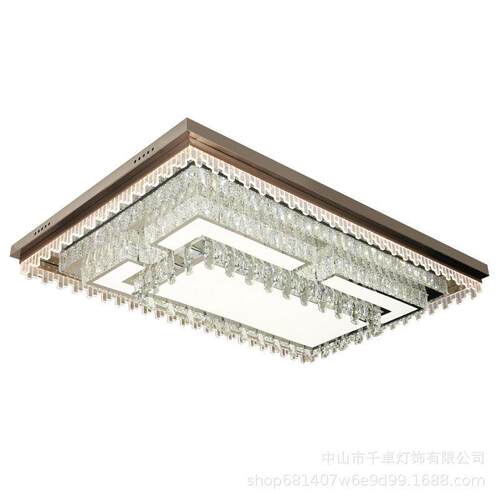 新款LED奢华吸顶灯遥控档长方形豪华客厅灯具智能水晶工厂灯具