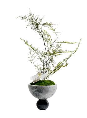 高级感大理石花器插花永生花艺新中式售楼处酒店茶几软装桌花摆花