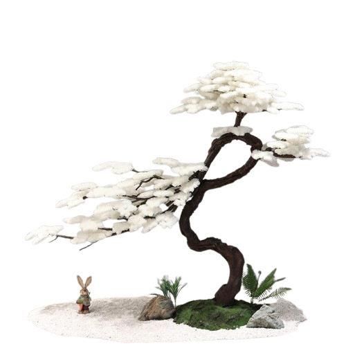 仿真松树雪松白色迎客松玄关橱窗造景大型仿真树中式禅意装饰假树