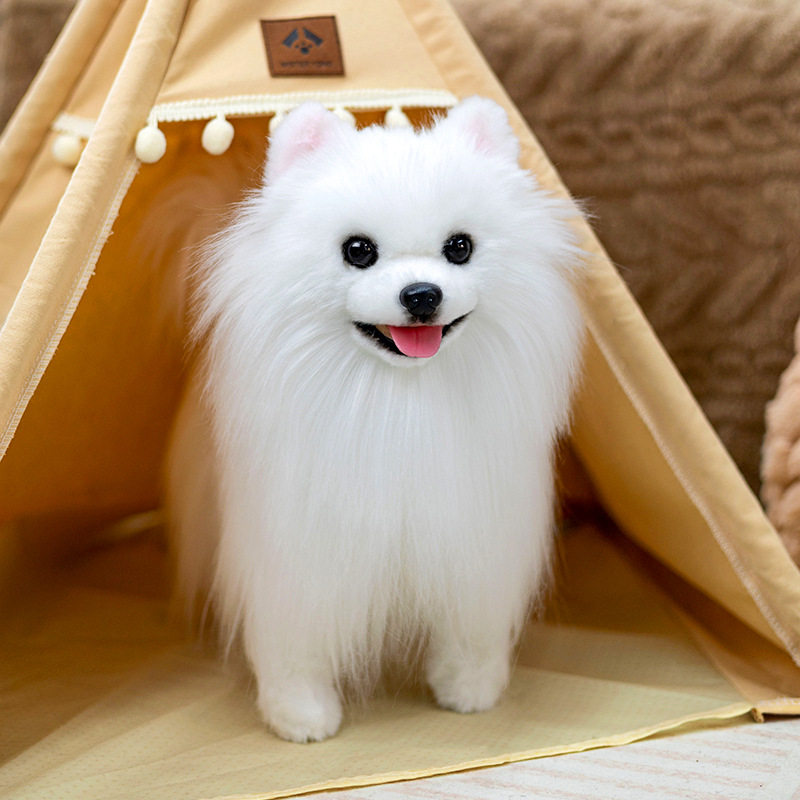 跨境仿真博美犬狗狗玩偶毛绒玩具公仔男女孩陪伴婚庆礼物礼品