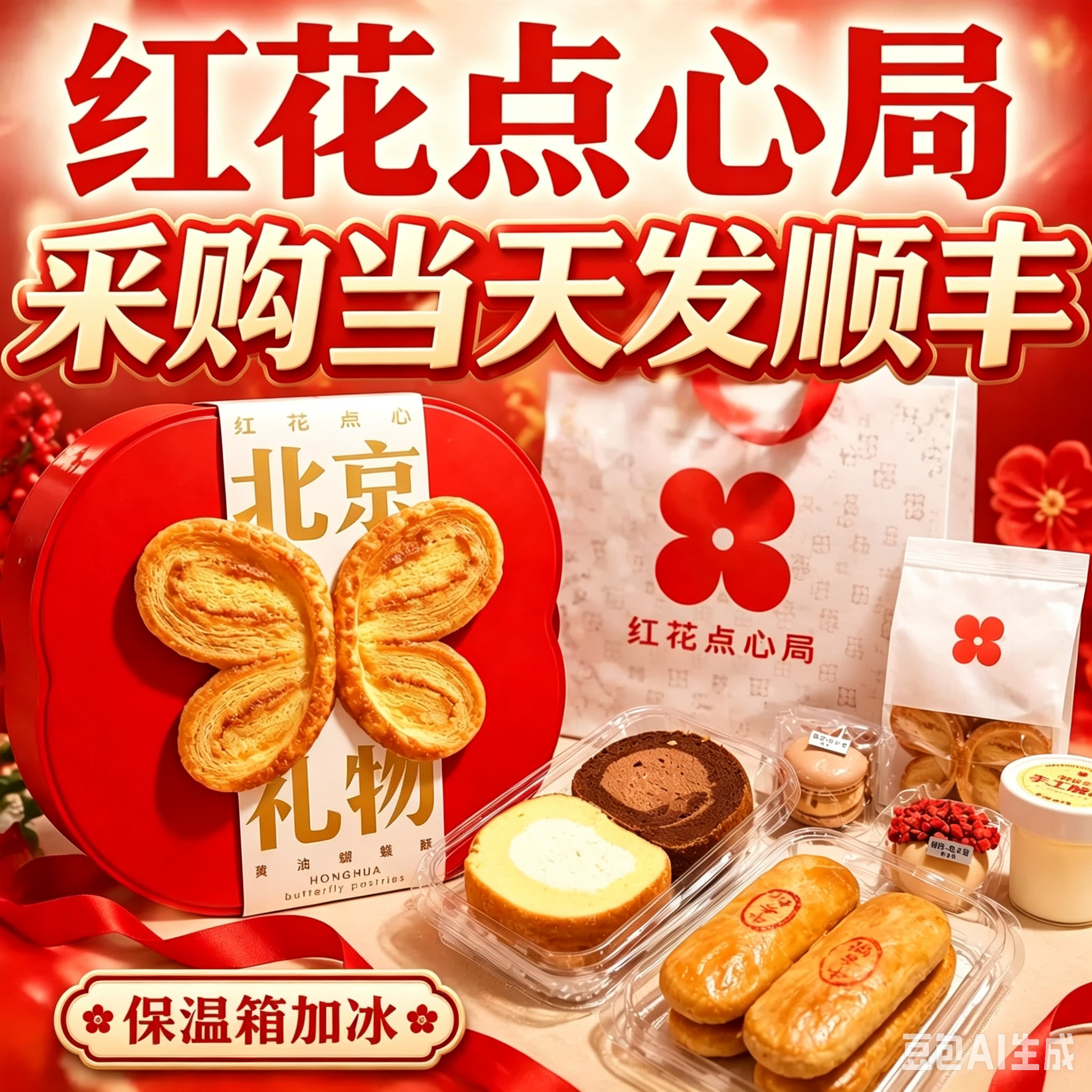 北京红花点心局糕点点心甜品帮买招牌拿破仑每日现做代购现发顺丰