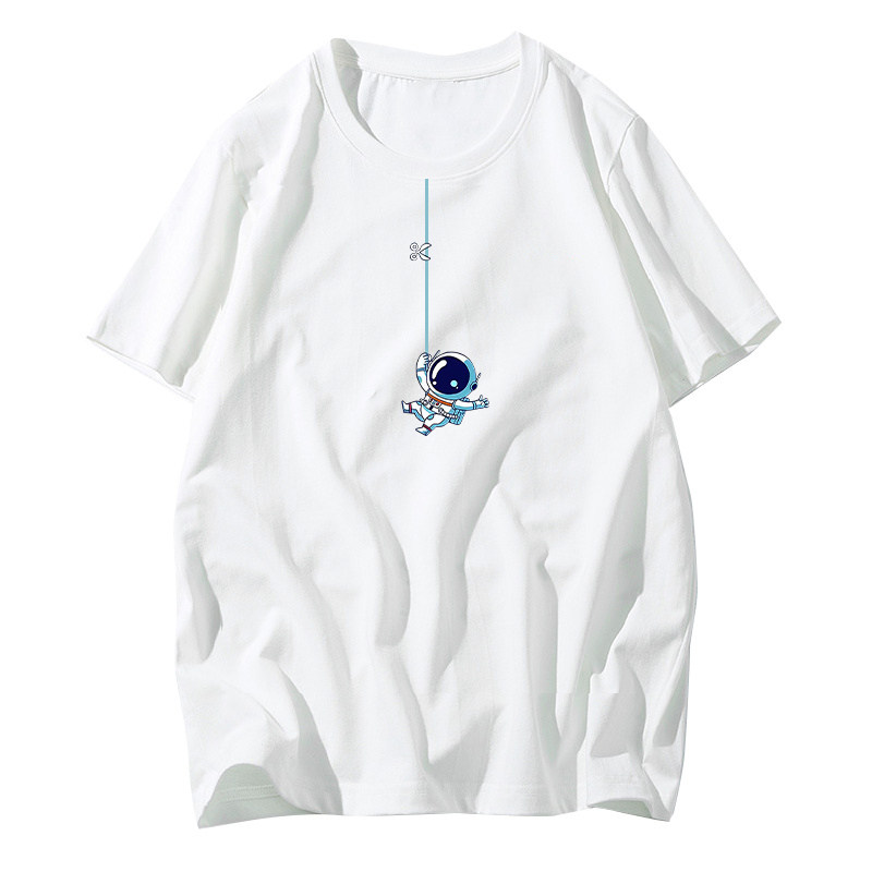 2022夏季冰丝短袖T恤男女情侣青年宽松大码打底上衣纯棉半袖体恤