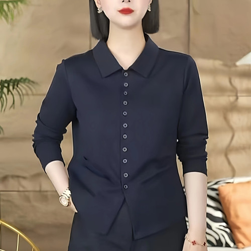 大码女装气质翻领设计感捏褶衬衫秋季微胖mm减龄百搭显瘦长袖衬衣