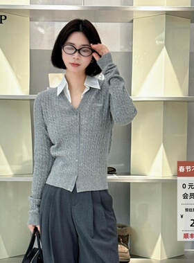 ariose艾诺丝单官方旗舰店2026春季新假两件衬衫领针织衫BR801150