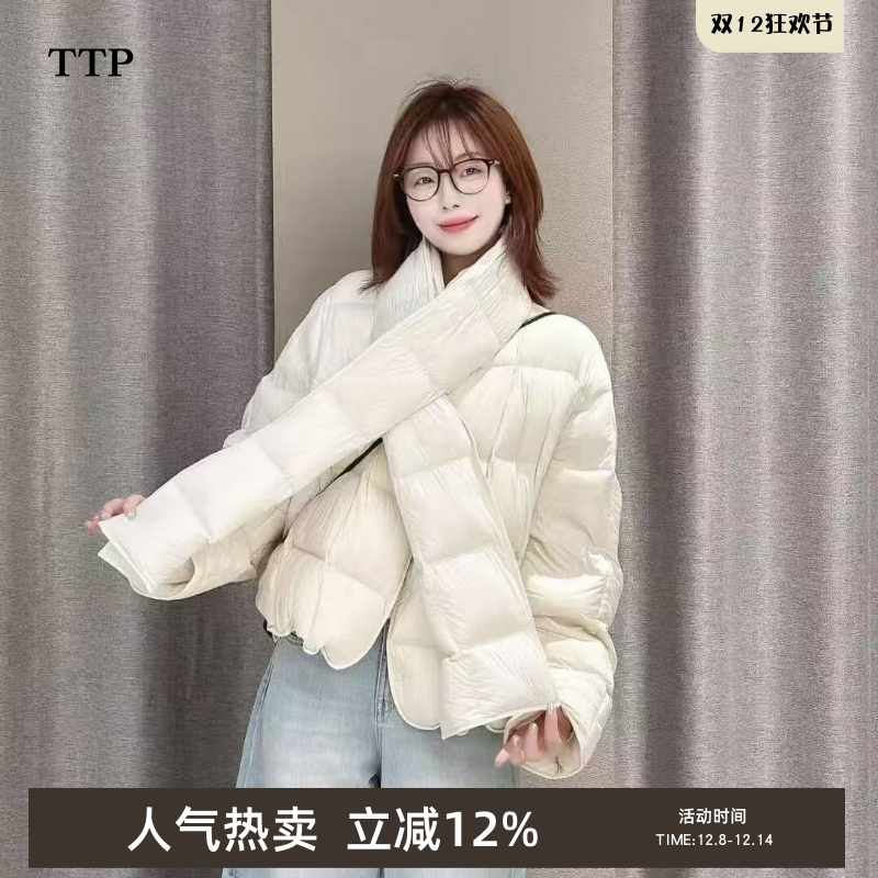 新品羽绒服女可拆卸围巾